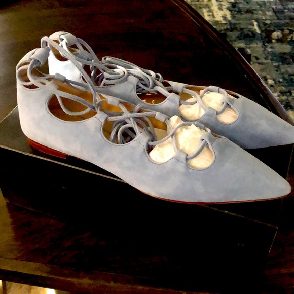 COPY - COACH Justine Suede Pointed Toe Ankle Strap Flats - Picture 3 of 6